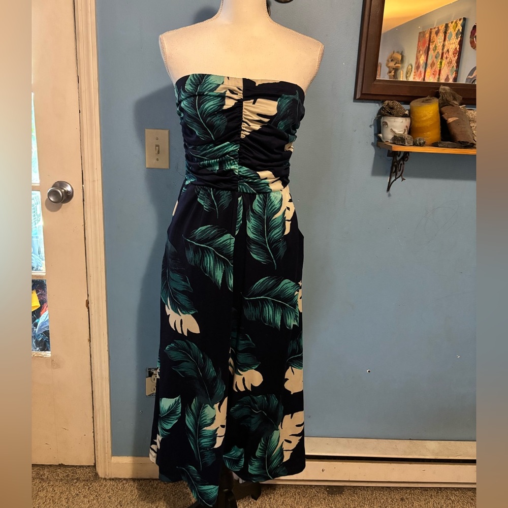 Venus, Strapless, Tropical Print, Romper
